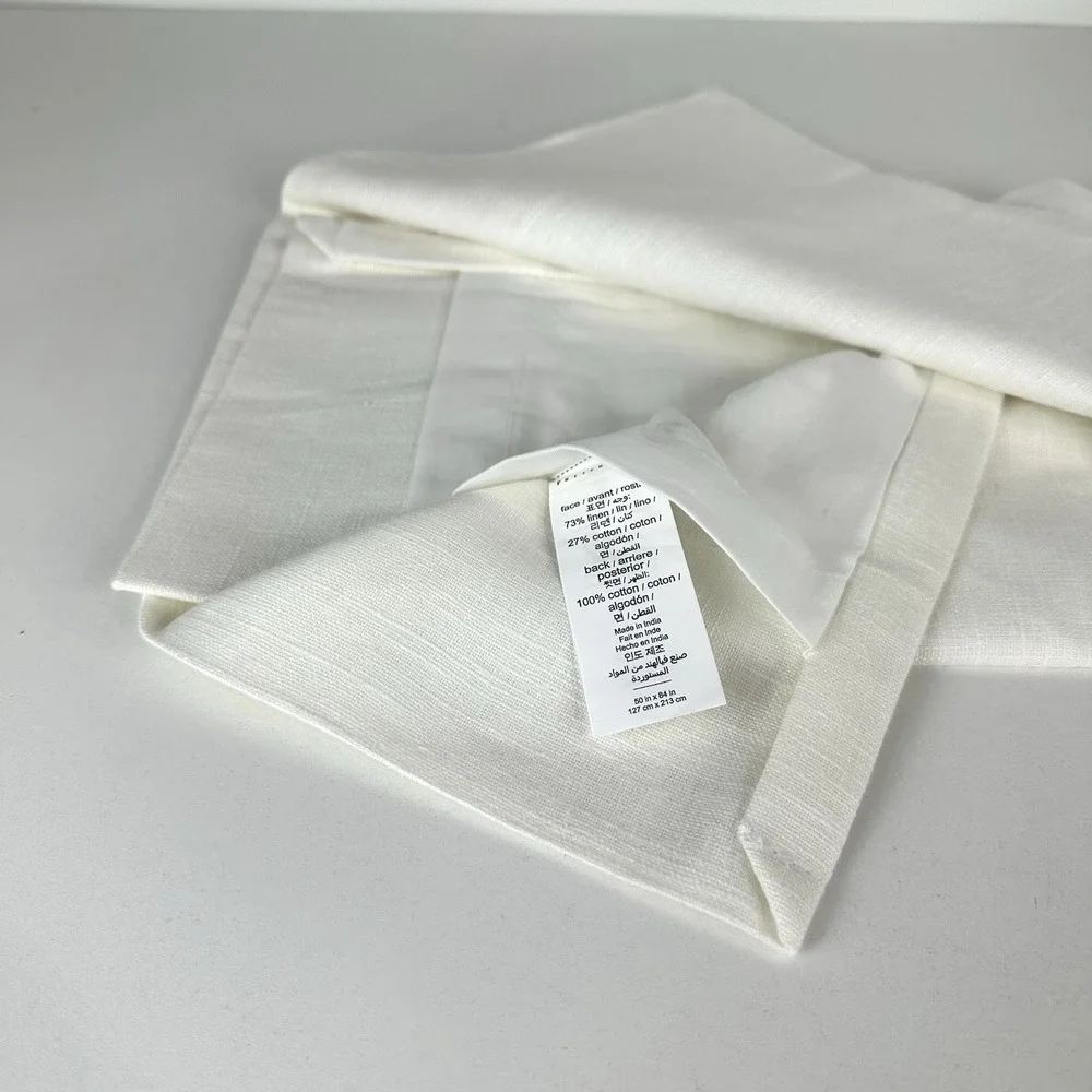 Pottery Barn 3 In 1 Pole Top Emery Cotton‎ Lined Curtain White 50X84 NWT